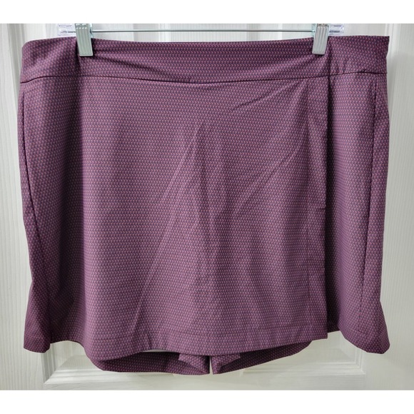 SPANX Pants - Spanx Sunshine Skort Geoscape Print Size XL Navy Blue Burgundy EUC UPF 50+